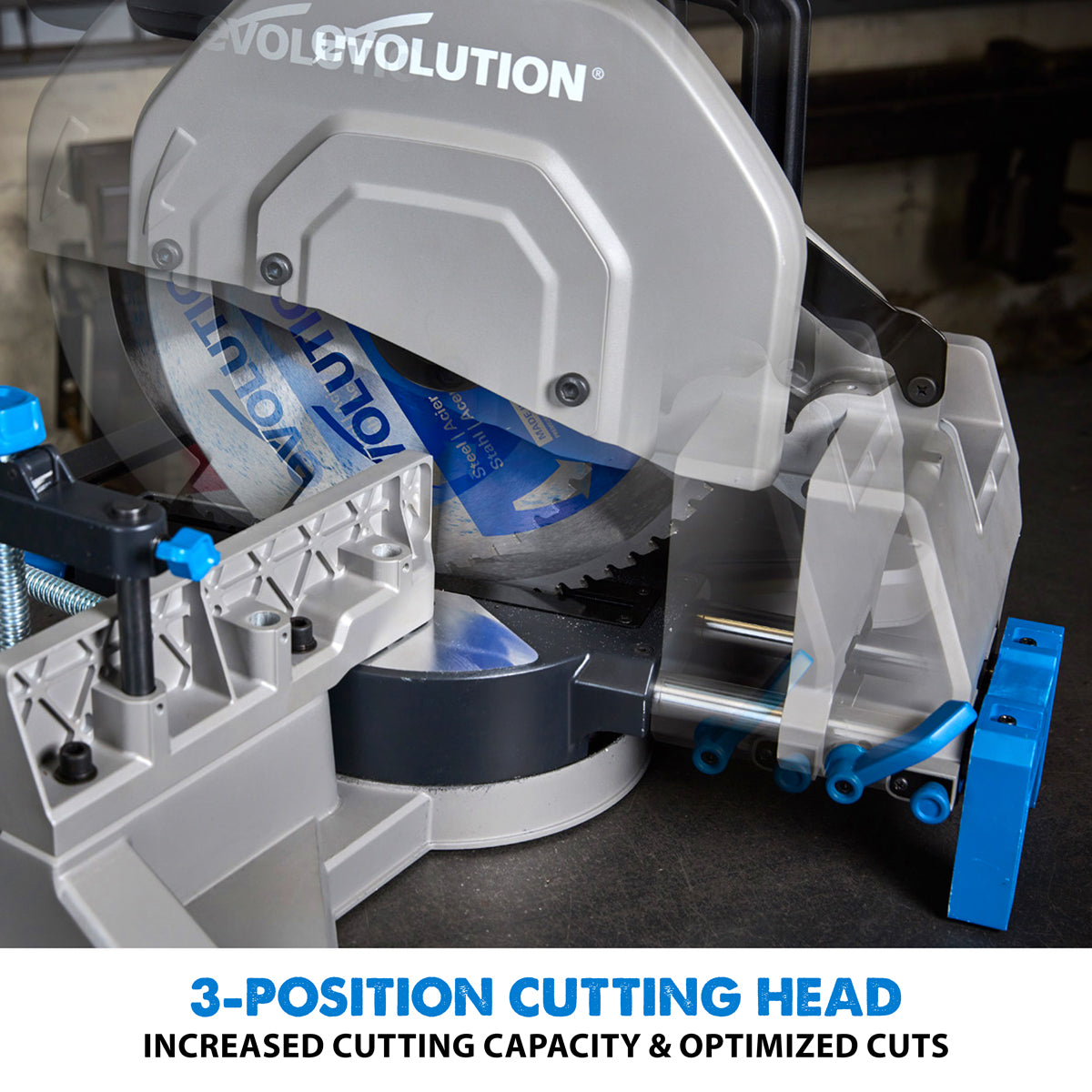 Evolution S355MCS: Mitering Chop Saw With 14 in. Mild Steel Blade | Heavy Duty | Metal Cutting