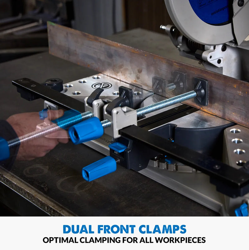 Evolution S355MCS: Mitering Chop Saw With 14 in. Mild Steel Blade | Heavy Duty | Metal Cutting