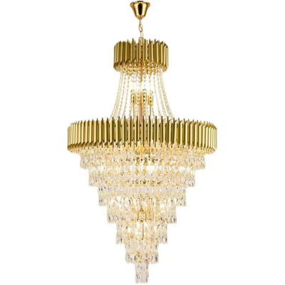 Extra Large Modern Multi-layers Gold/Black Light Luxury Crystal Chandelier For 2-Story Living Room,Foyer